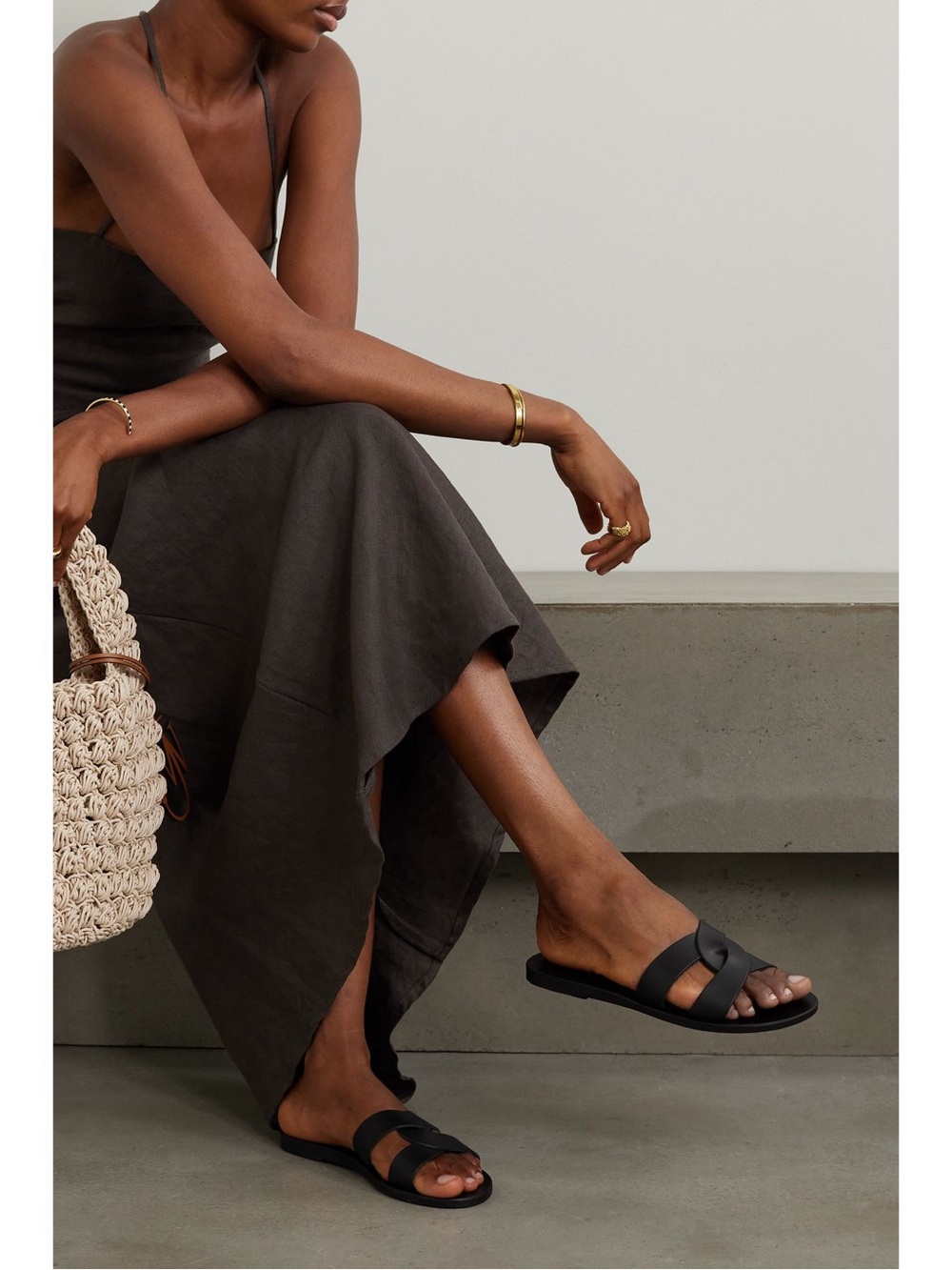 Ancient Greek Sandals Desmos cutout leather slides